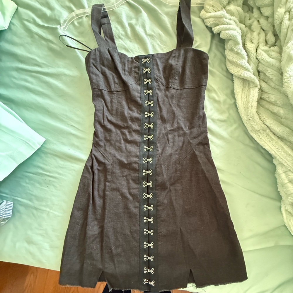 Black hook and eye mini dress